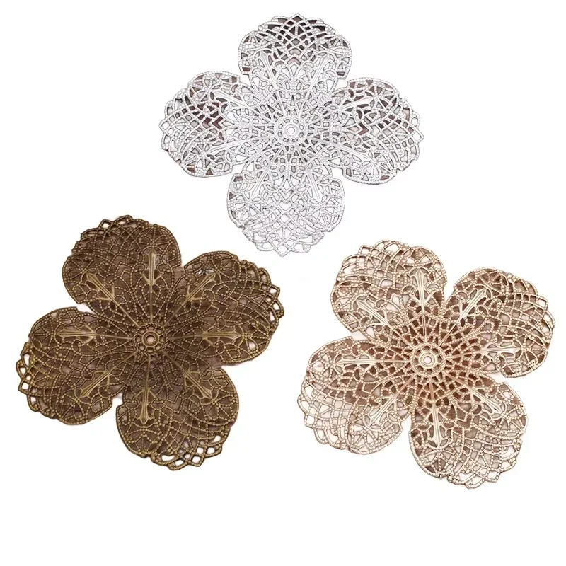 BoYuTe (10 Pieces/Lot) 68MM Big Flower Filigree Findings Metal Brass Stamping Materials Diy Hand Made Jewelry Accessories