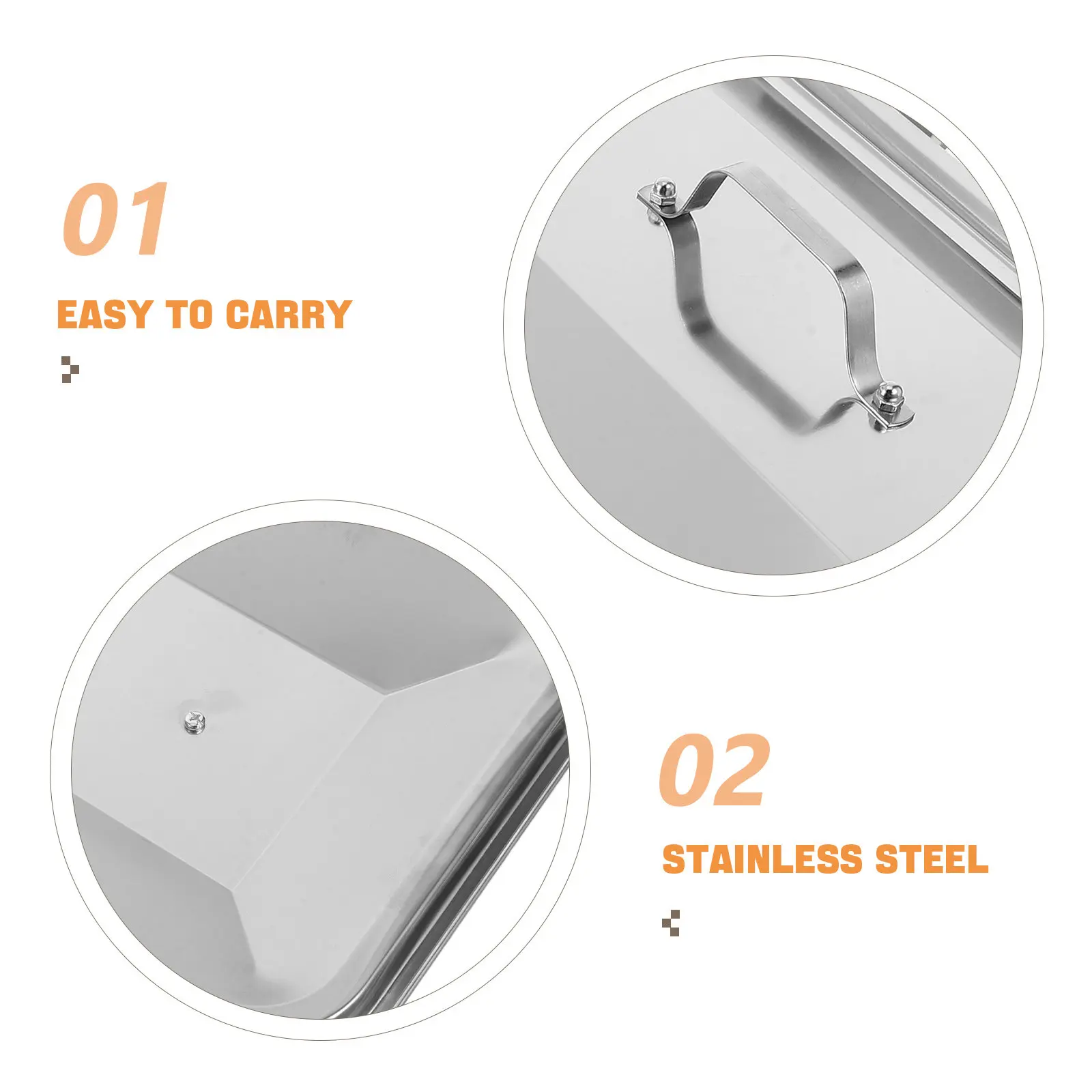 Stainless Steel Fish Tray Lid Rectangular Baking Pan Cover Handle Oil Splash Proof Lid for Picnics Outdoor Bbqs and Home Use