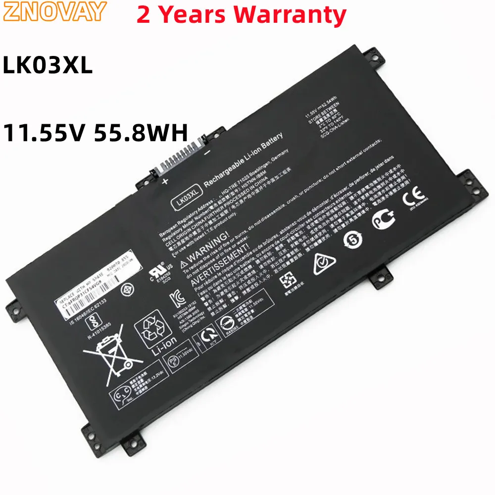 

ZNOVAY LK03XL Laptop Battery For HP envy 15 x360 15-bp 15-cn TPN-W127 W128 W129 W132 HSTNN-LB7U HSTNN-UB7I HSTNN-IB8M LB8J