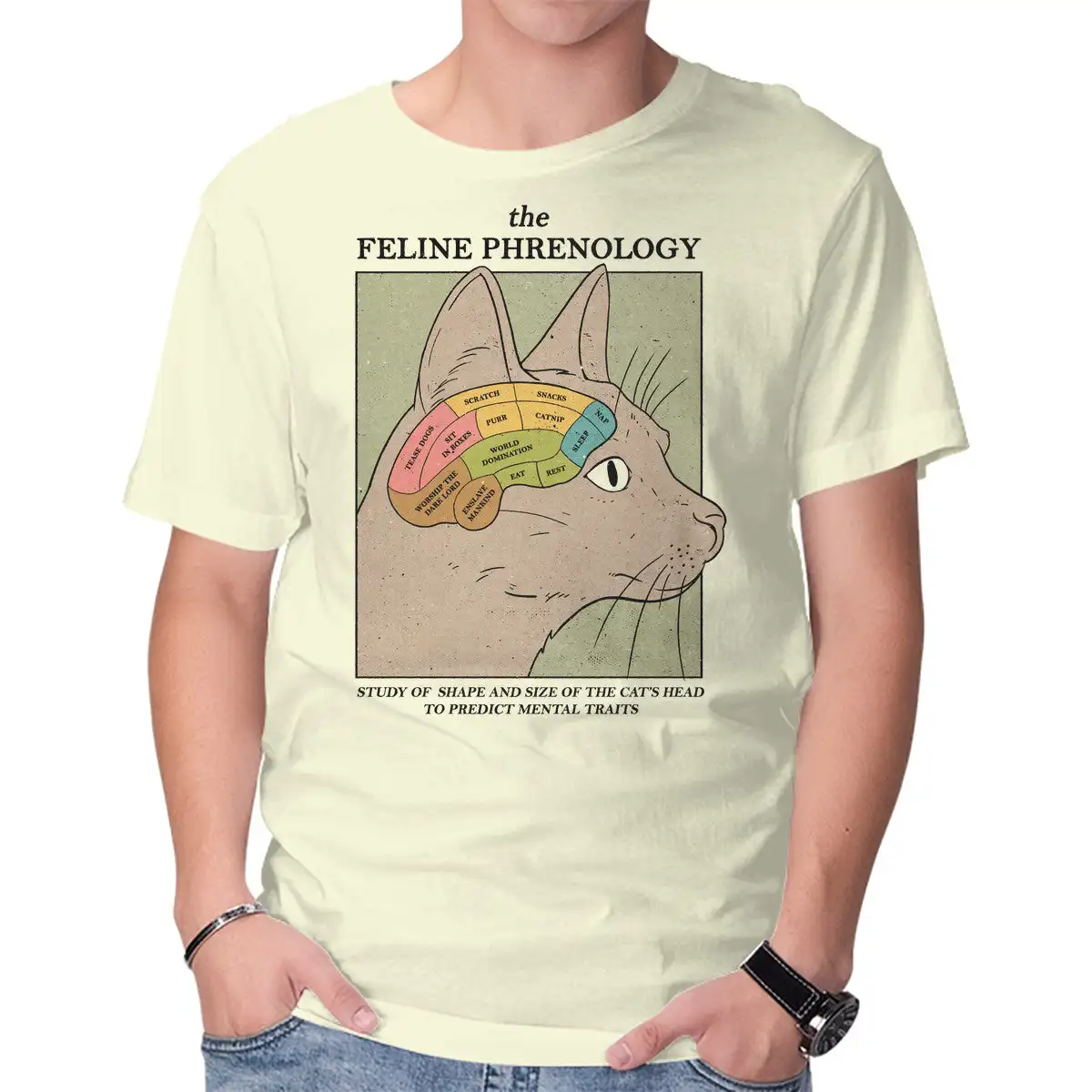 The Feline Phrenology Anime Graphic T-shirts for Men Clothing Women Short Sleeve Tees New Arrivals Unisex Summer