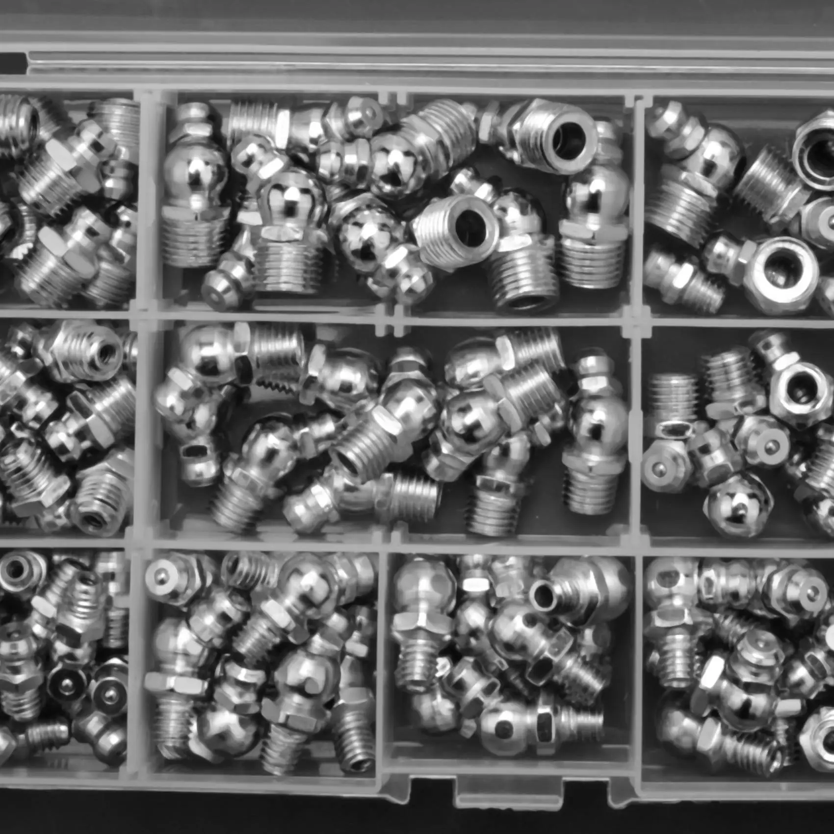 115Pcs Steel Zerk Grease Nipple Fittings Assortment Kit ,Straight, 90-Degree, 45-Degree Angled(M6,M8,M10)
