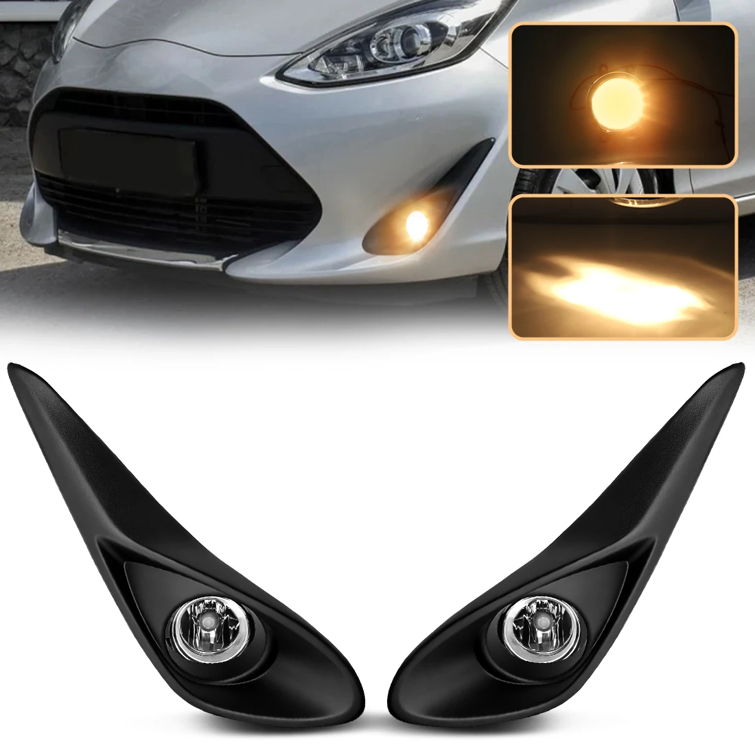 

Car Light For Toyota Aqua Prius 2018 2019 Fog Lamp Front Bumper Foglight with Cover Harness Daytime Running Light Accessories