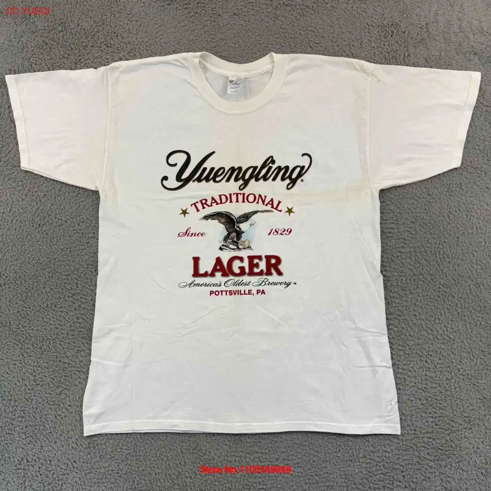 Vintage Yuengling Beer T Shirt Mens XL White Travel 90s Logo Washed Versatile Soft Breathable Slightly  vintage Washed Unisex