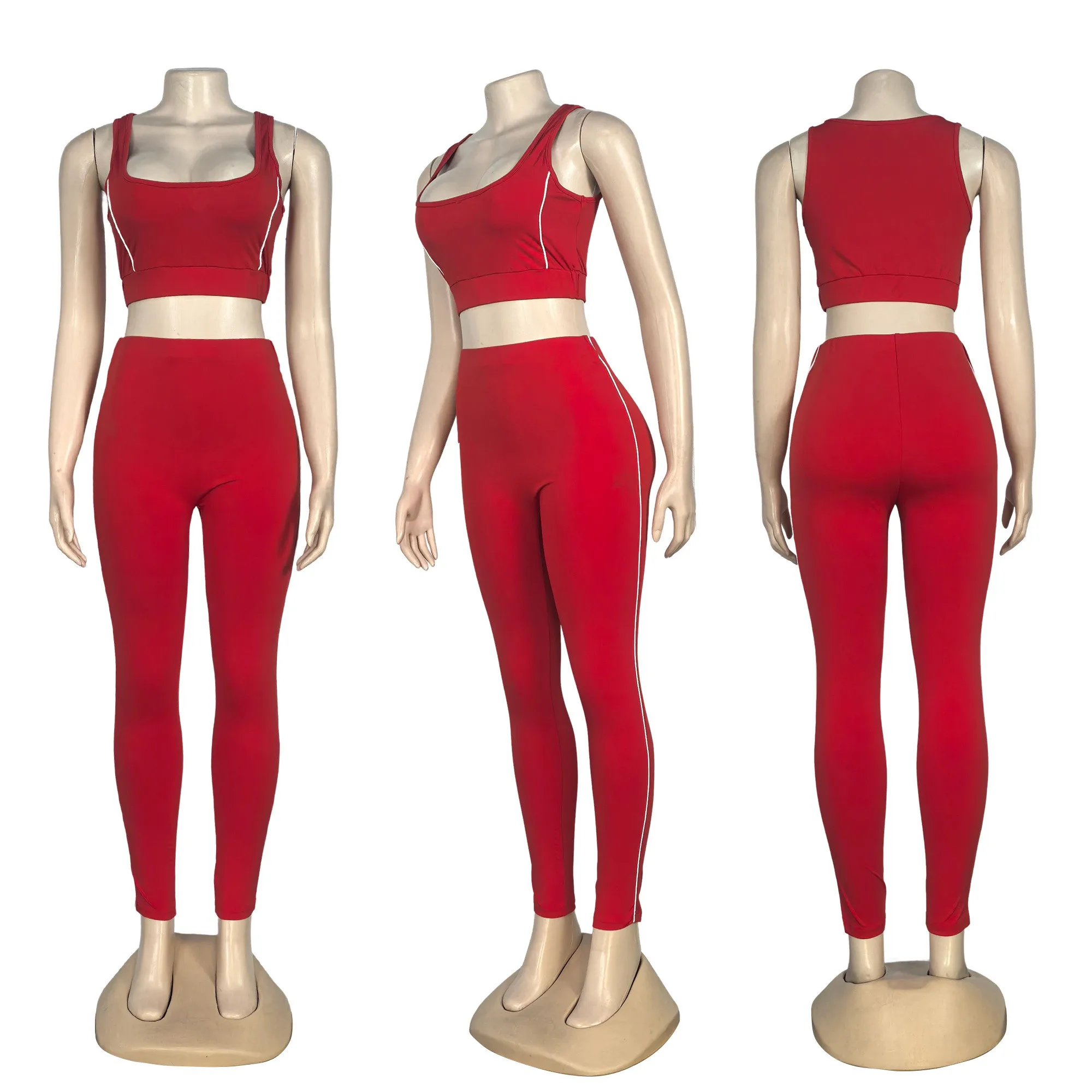 J5256 feminino cor contrastante moda roupas de yoga nu alta elasticidade roupas de fitness casual correndo esportes conjunto de três peças