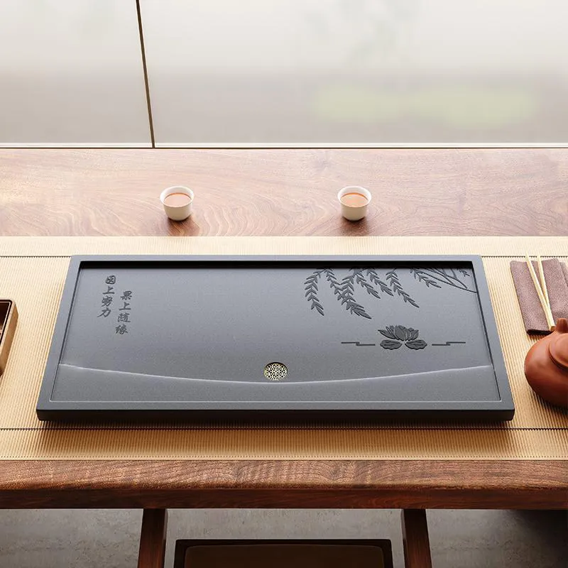 Chinese Marble Tea Tray Supplies Rectangular Ceramic Tea Tray Luxury Tea Stone Natural Stone bandejas madera Rectangular Tray