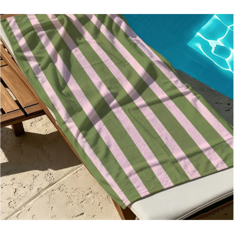 Serviette de bain à séchage rapide à rayures roses et vertes, serviette de plage en microfibre légère, pour natation, camping, yoga, plage
