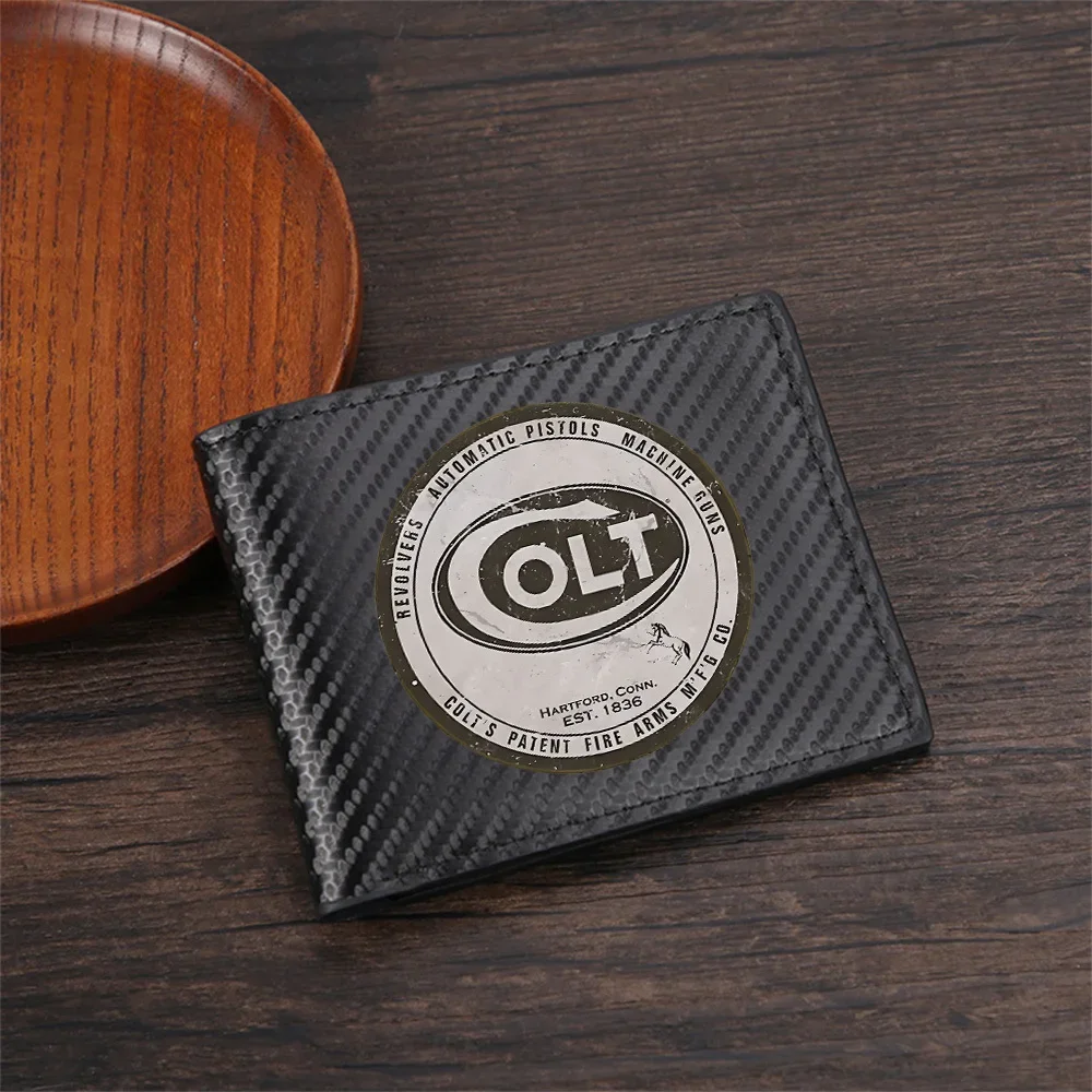 Colt Logo Revolvers Machine Guns Fire Men's Wallets Simple Business Modern Stylish Printing Design Gifts For Father Boyfriend Ch