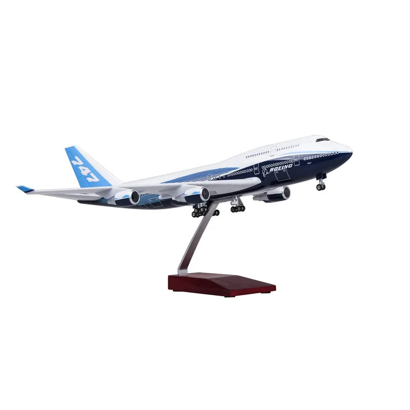 47cm 1:150 Scale Diecast Model Civil Airliner Prototype Aircraft Boeing B747 Resin Airplane With Light Decoration Display Gifts