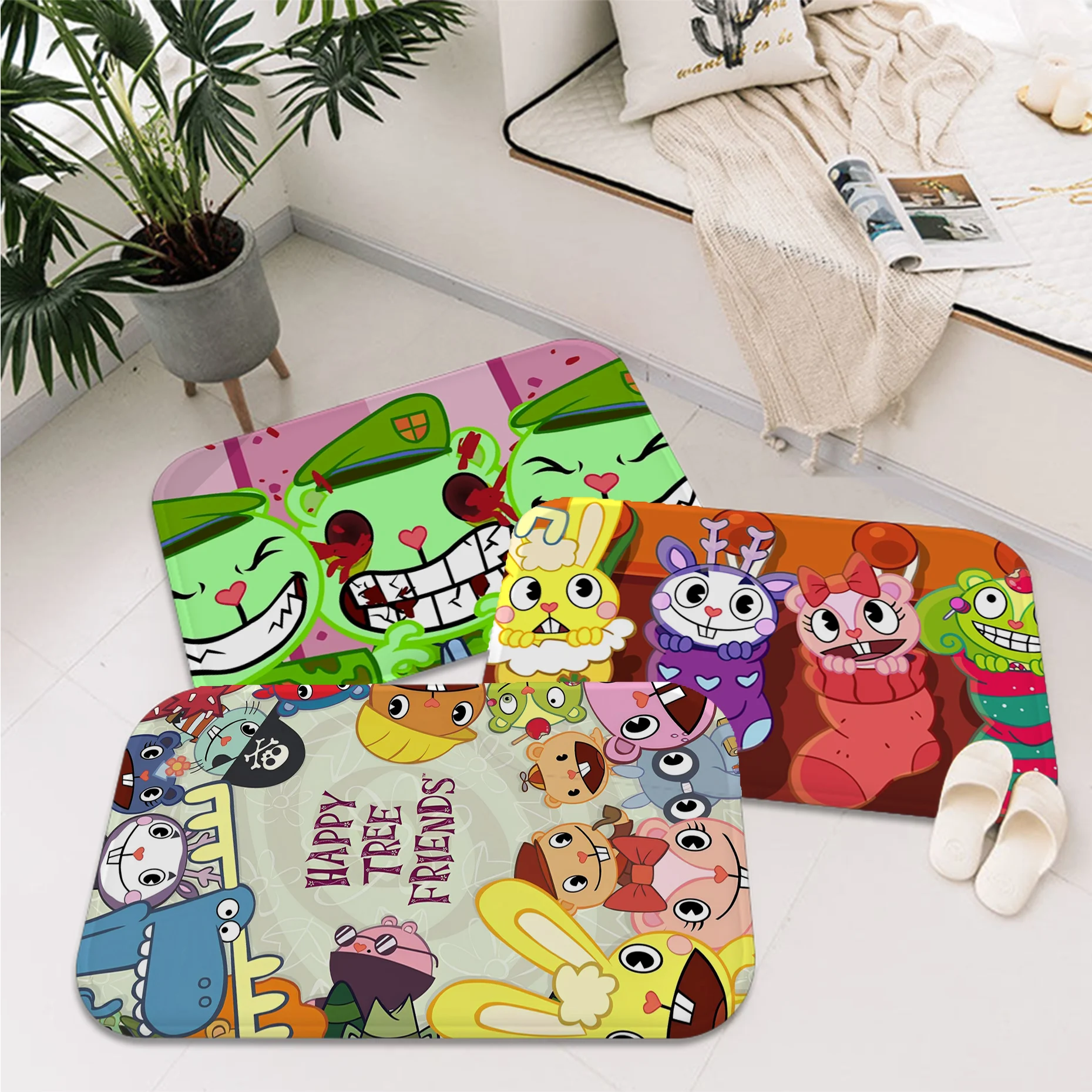 

Happy Tree Friends cartoon Floor Mat Floor Mat Retro Multiple Choice Living Room Kitchen Rug Non-Slip Modern Home Decor