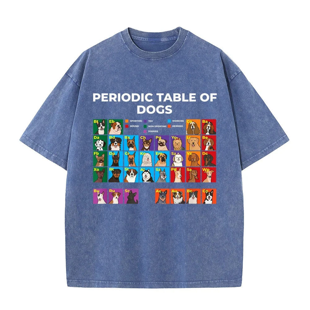 Periodic Table of Dogs Dog Lover Funny Science Men Women Kids T-Shirt Loose Fit Oversize T-Shirts Men's Clothing Deals Casual