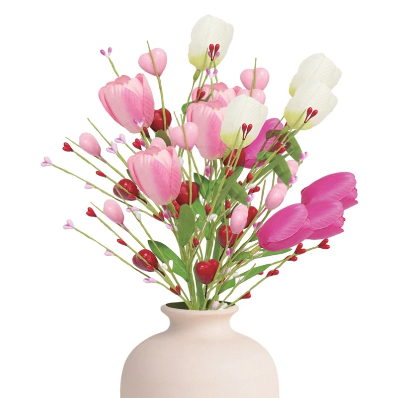 Artificial Flower Inserts Fresh Flowers Tulips Photo Prop Lifelike Faux for Vase Decorations Valentine Household