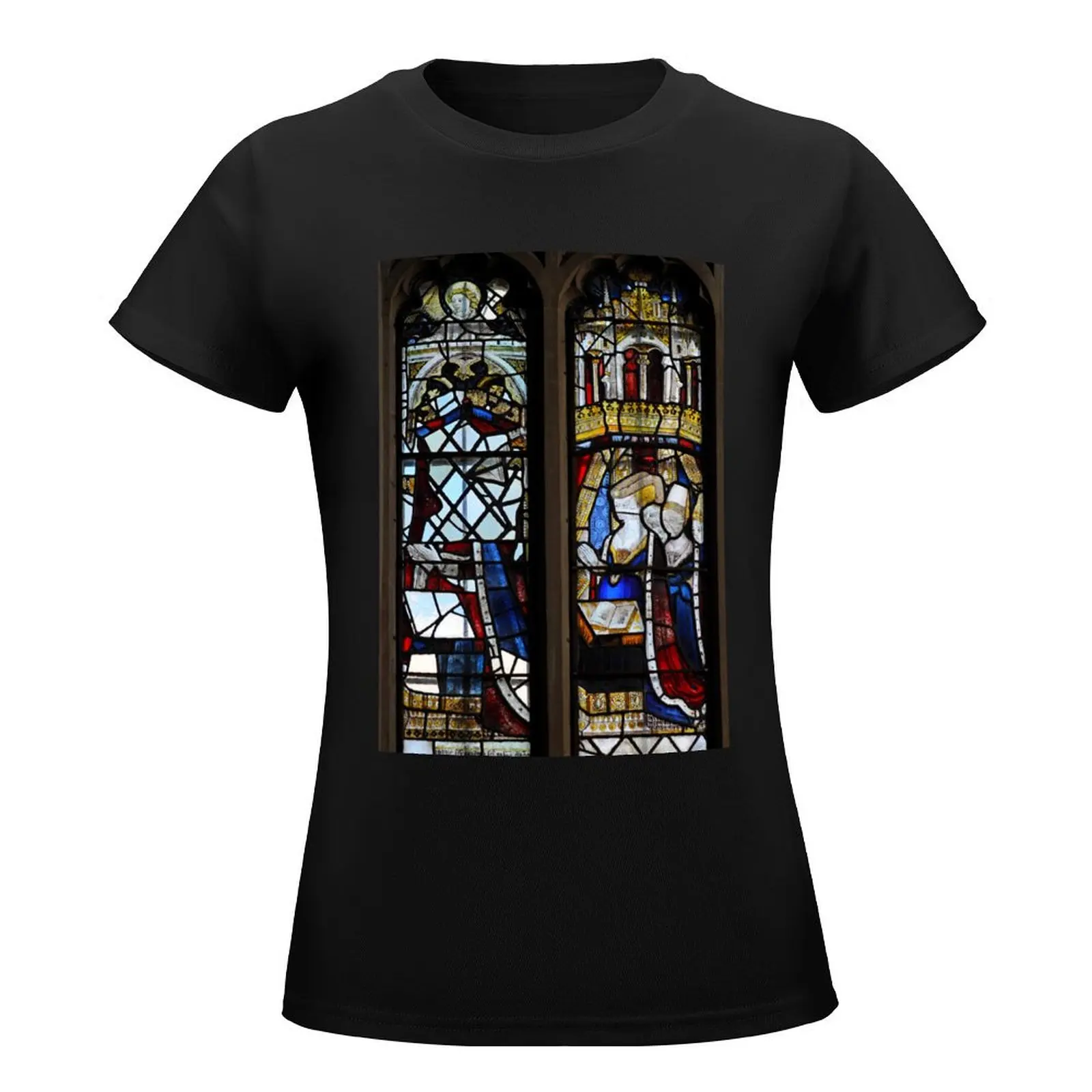 Medieval Stained Glass T-Shirt summer clothes animal print heavyweights Woman fashion