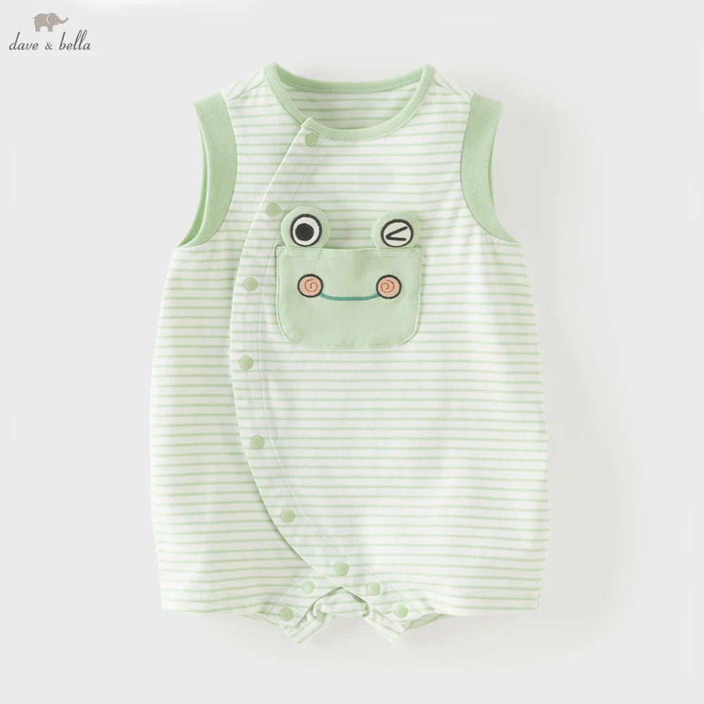 Dave Bella Summer Sleeveless Baby Stripe Jumpsuit Boys Cartoon Printed Romper Cotton Newborn Creeper Party Clothes DB2261415