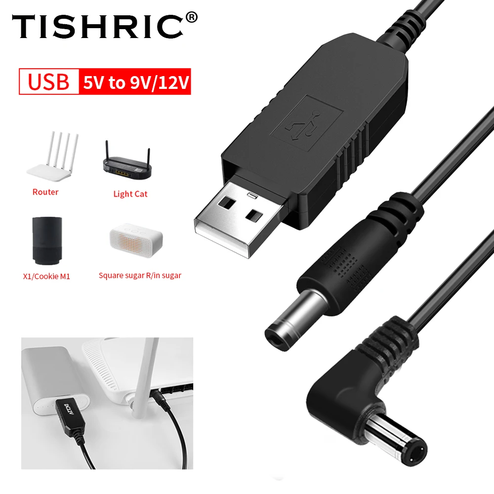 

10 шт. TISHRIC USB 5 в постоянного тока до 12 в 9 в преобразователь кабеля питания USB усилитель питания линия адаптер маршрутизатор кабель 2,1x5,5 мм разъем