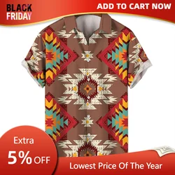 Fashionable Retro Men's Shirts Aztec Totem Hawaiian Shirts Men's Casual Men's Clothing Loose Oversized Short Sleeve Tops