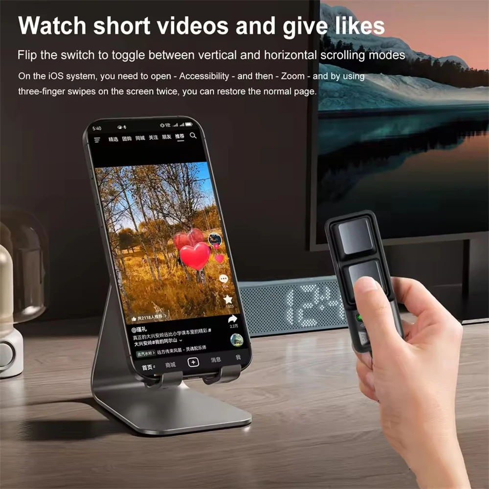 Phone E-Book Page Turner Smart Fingertip Remote Control Video Scrolling Controller Dual Button Portable for Tablet Mobile Phone