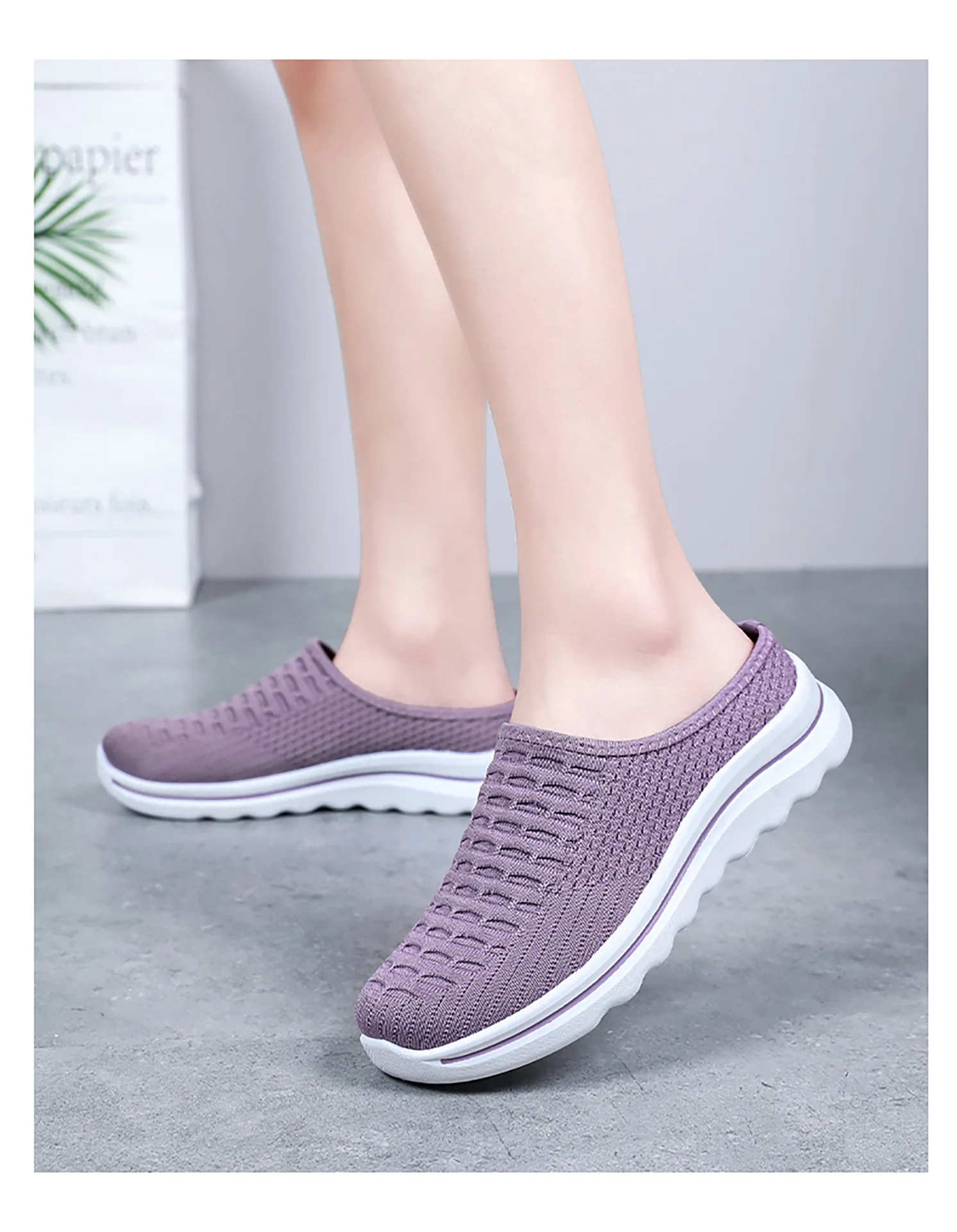 Übergrößen Damen Atmungsaktive Mesh-Pantoletten Slip-On Freizeitschuhe für Innen- und Außenbereich Tägliches Tragen – Detail 13