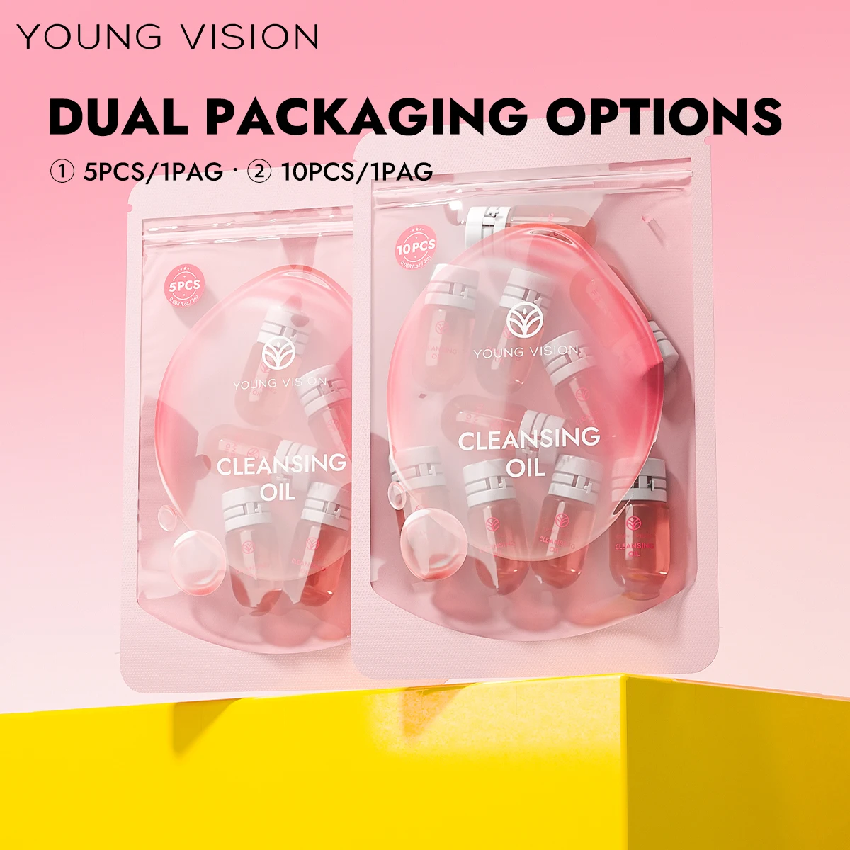 YOUNG VISION ชุดน้ำมันทำความสะอาดผิวหน้า 5 ชิ้น/10 ชิ้น กลิ่นกุหลาบ น้ำมันล้างเครื่องสำอาง สูตรอ่อนโยน ไม่ระคายเคือง ทำความสะอาดรูขุมขน ชุดล้างเครื่องสำอาง