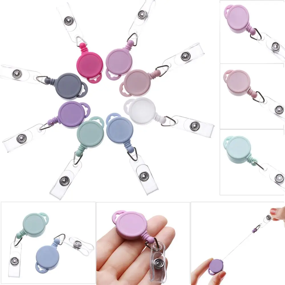 1pc Office Supplies Durable Clip ID Name Card Anti-Lost Clip Lanyards Badge Holder Retractable Key Ring