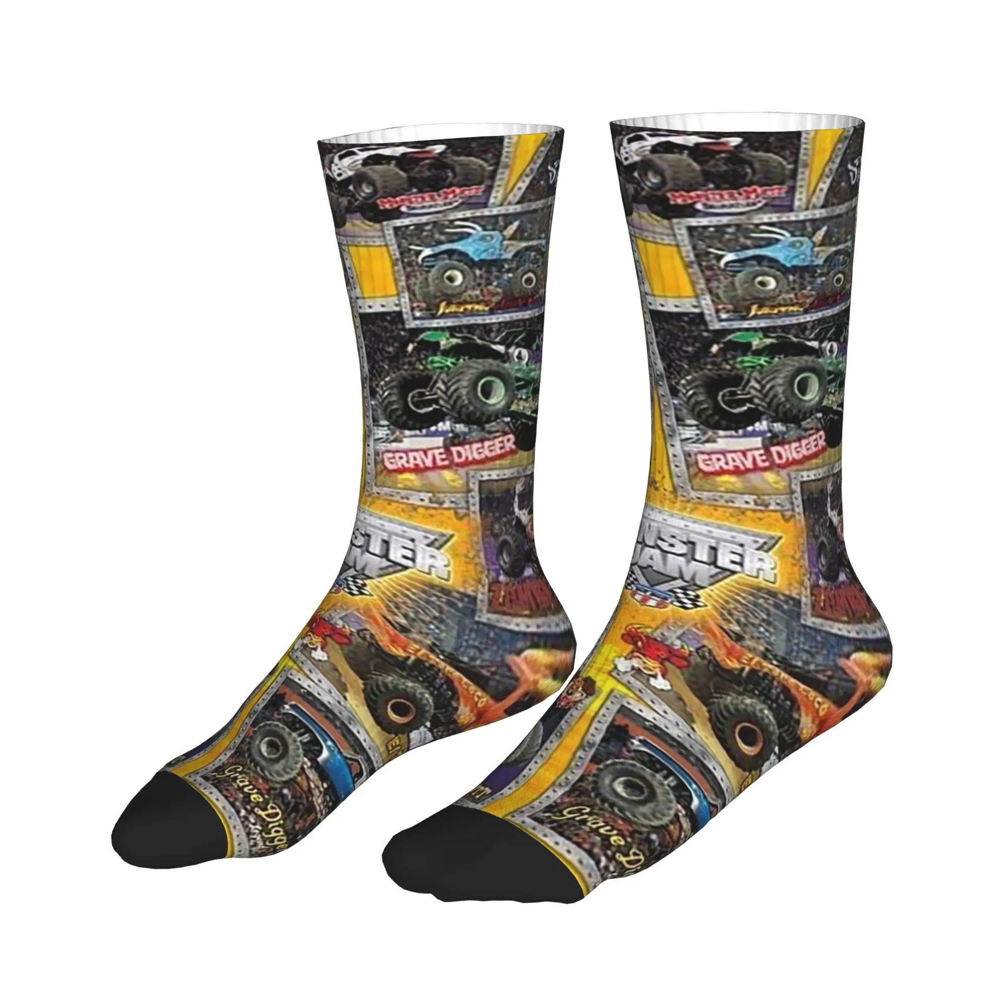 

Носки на все сезоны с классическим узором Monster Jam, спортивные носки, необычные носки средней длины для мужчин и женщин, подарок на день рождения