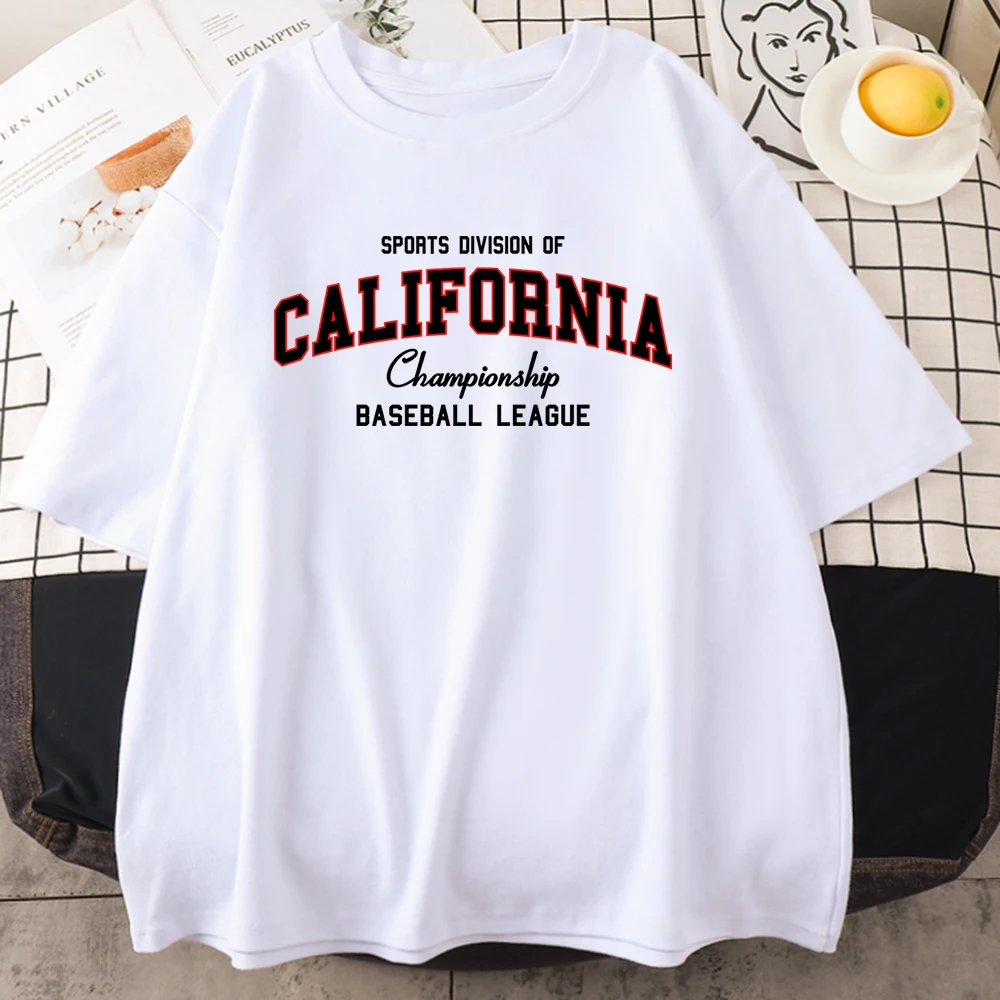 Sports Division Of California Championship Basketball League Male Clothing Vintage All-math Cotton T-Shirts Oversize Men Tops