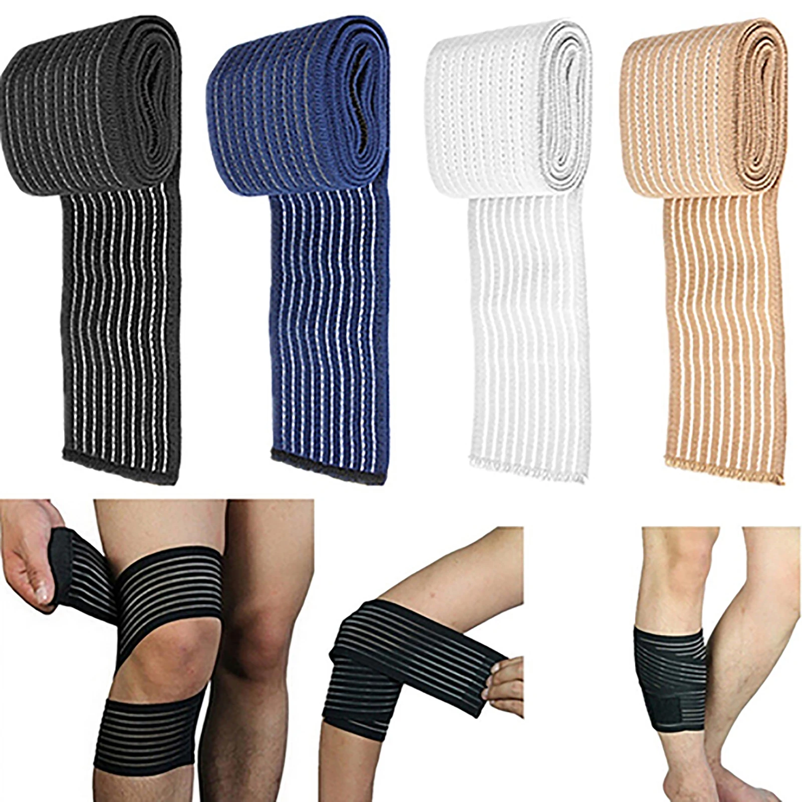 Men run Elastic Sports Wrist Knee Ankle Elbow Calf Arm Support Wrap Knee Band Brace women Yoga Sportswear Knee Pad Accessories