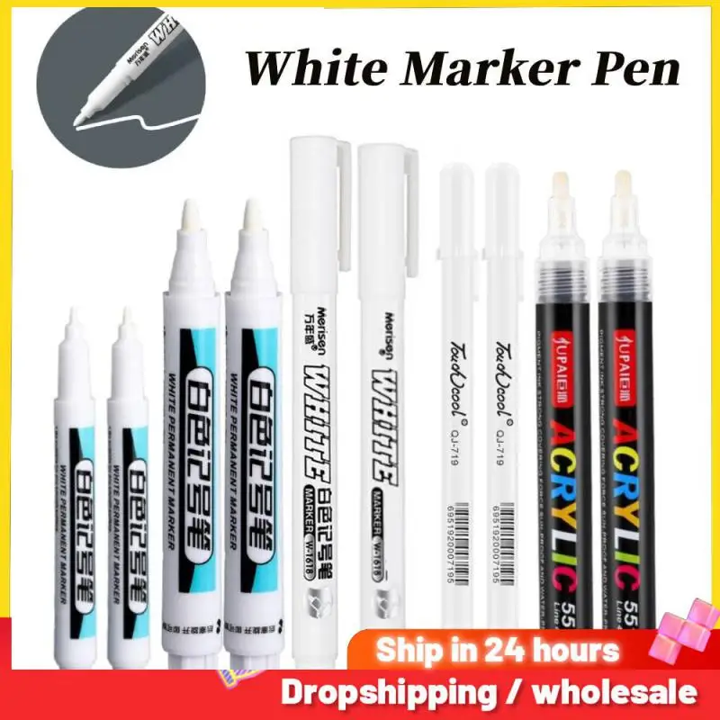 White Marker Pen Alcohol Paint Oily Waterproof Tire Painting Graffiti Pens Permanent Gel Pen For Fabric Wood Leather Marker 2MM