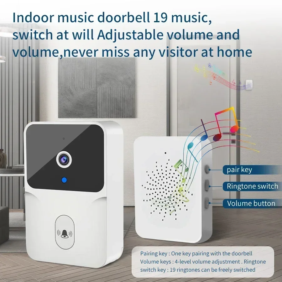 Smart WiFi Video Doorbell 2K HD with Human Detection/Night Vision - Wireless Security Camera 2-Way Audio Waterproof for Home