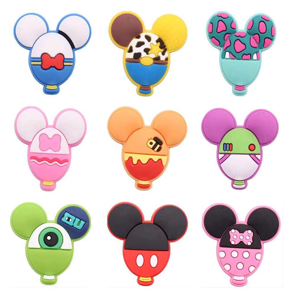 Dijes de PVC para zapatos de Disney, accesorios de orejas de Mickey y Minnie, decoraciones de hebilla para zapatos, pulseras aptas, regalo para niños, 1 piezas