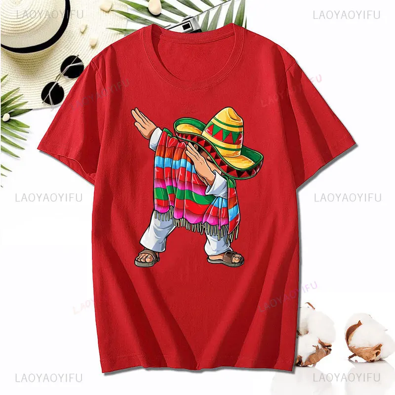 Dabbing Mexican Poncho Man T-Shirts Cinco De Mayo Men Sombrero Funny Dab T Shirt Fashion Casual Cotton on Sale Young Tops Shirt