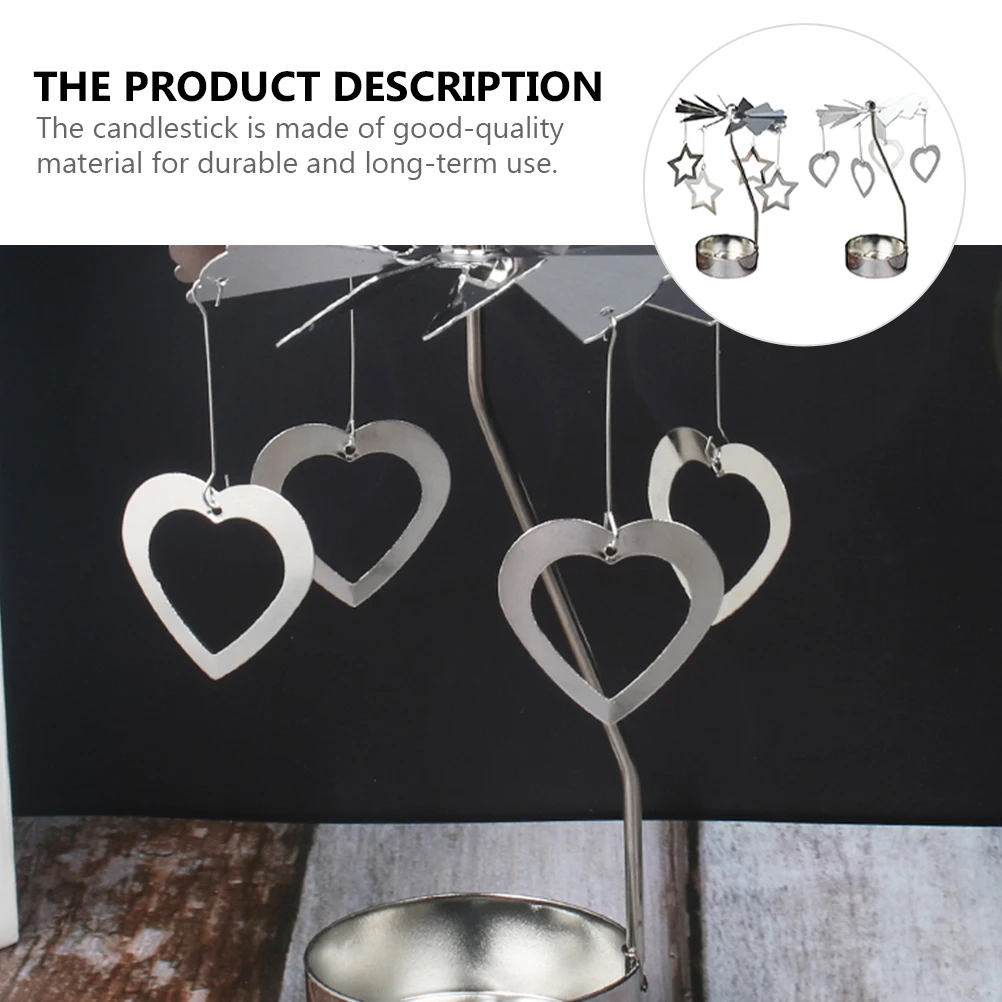 

2pcs Metal Candlestick Rotating Holder For Living Room Dining Table Party Gathering Desktop Decoration Spinner