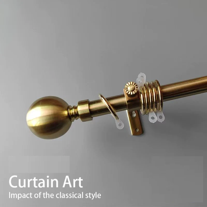 

19MM Slim American Brass Gold Single/Double Rod Luxury Roman Curtain Pole Set with Gold Finials/ Wall Brackets for Windows