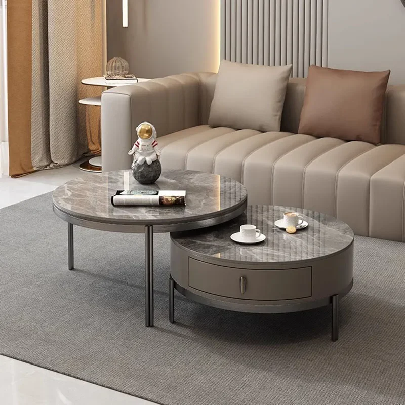 

Modern Coffee Table Living Room Metal Italian Luxury Coffee Table Marble Top Circle Mesas De Centro Para Sala Home Furniture