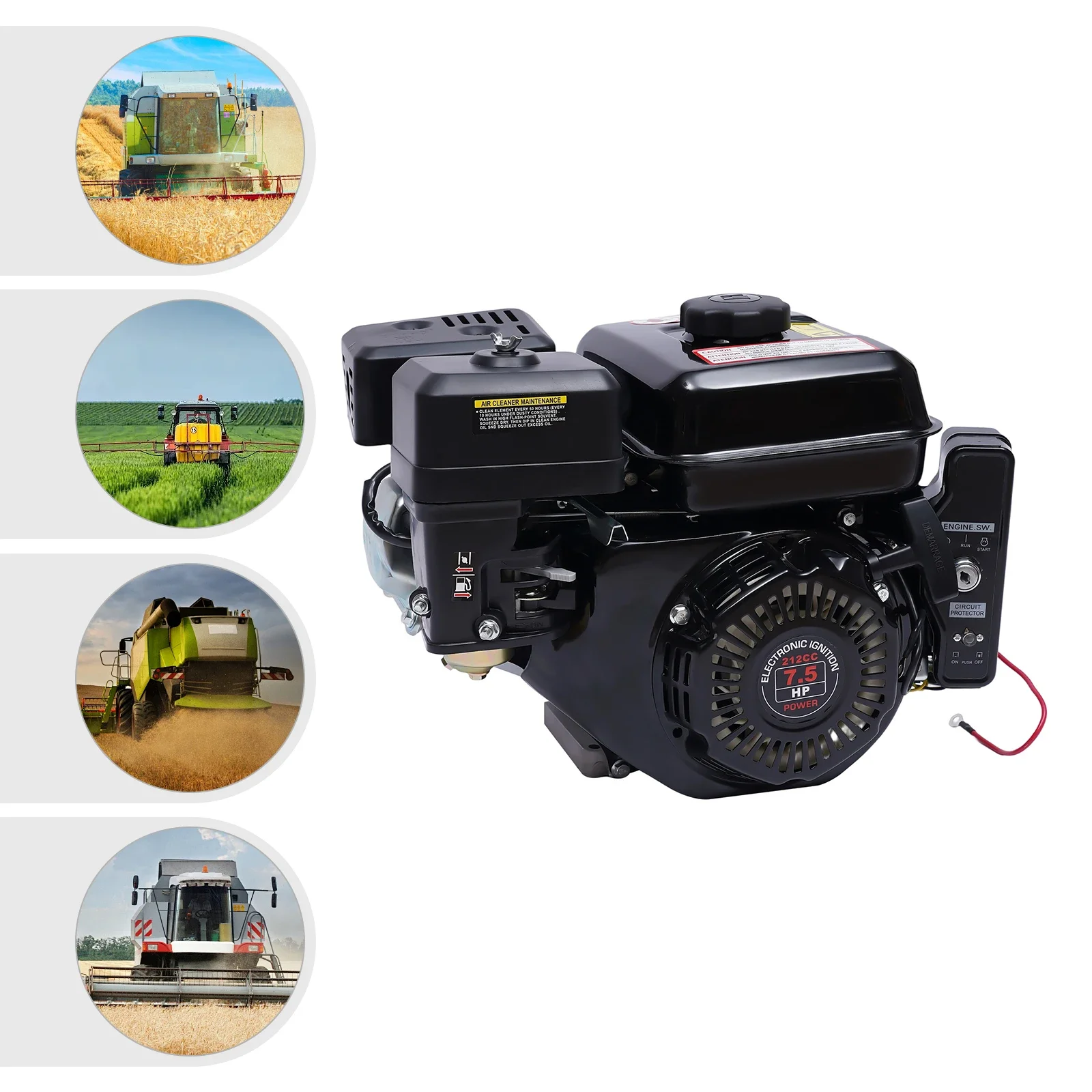 

4-Stroke Single Cylinder Electric Gas Engine Motor 7.5HP 210cc Air Cooling 3600rpm 3.6L