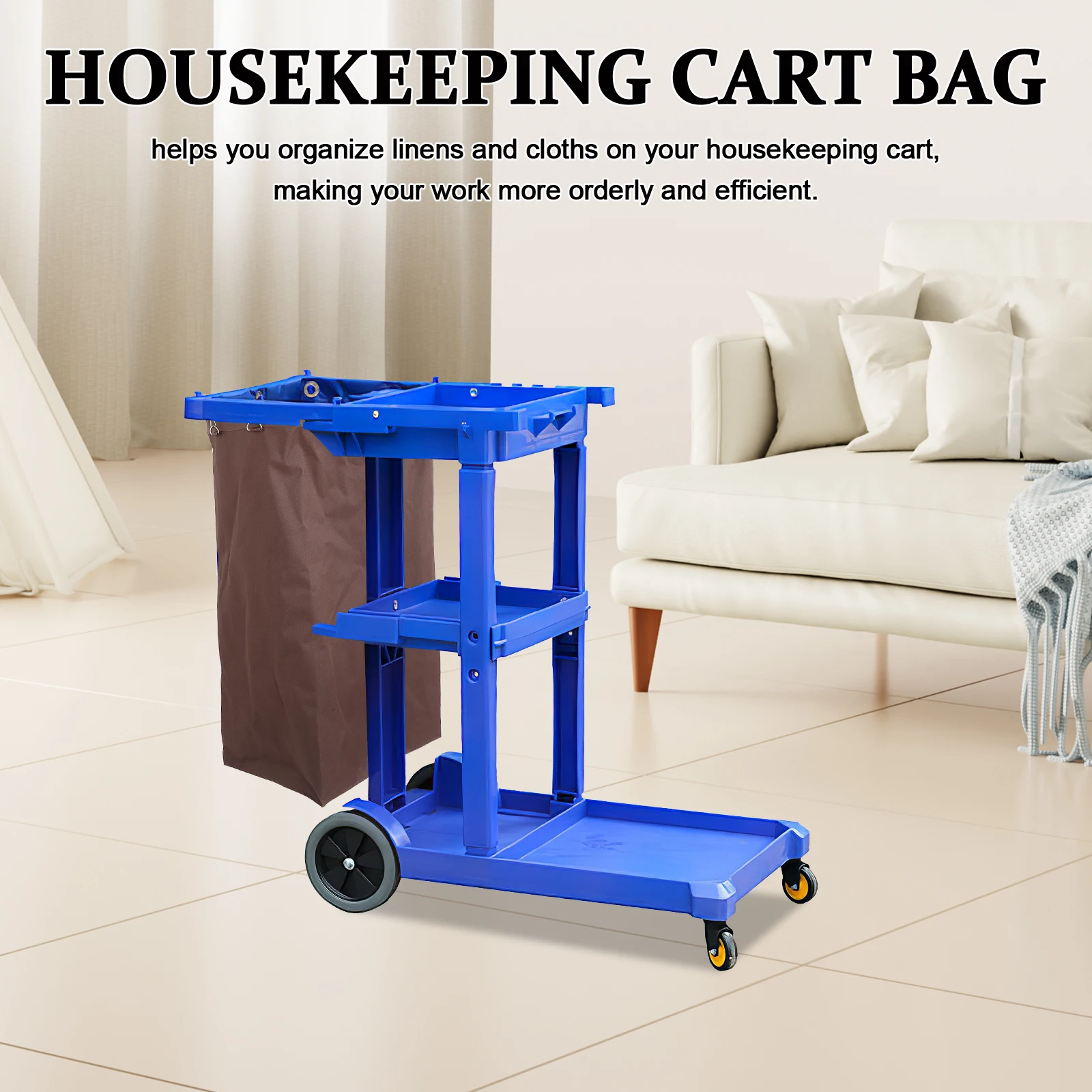 

Hanging Laundry Bag For Housekeeping Cart Heavy Duty Oxford Fabric Linen Storage Sack Moisture Resistant Organizer Pouch For