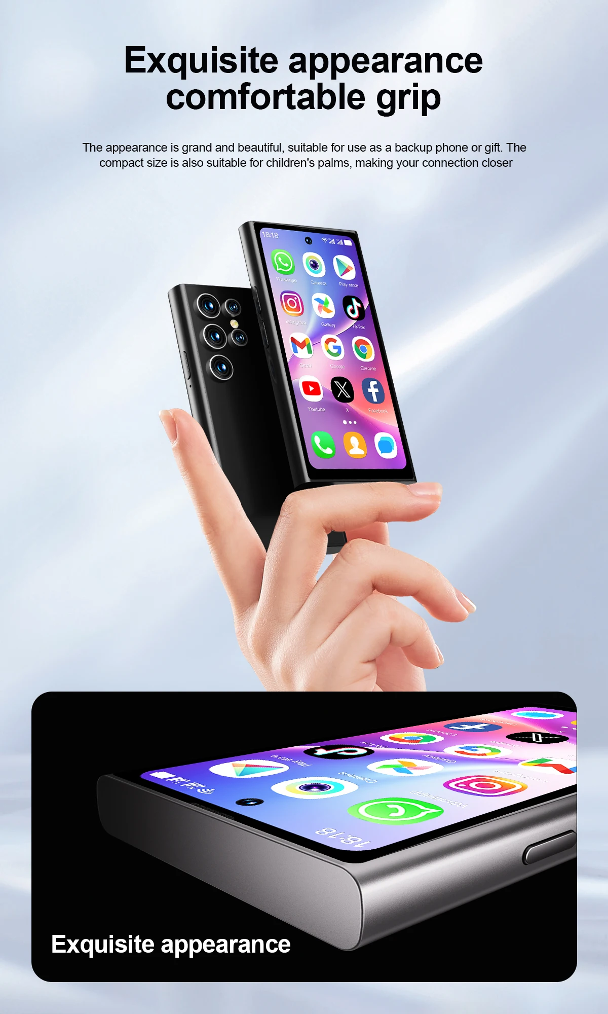 SERVO S27 MINI Android OS Mini Smartphone 4G LTE 16GB/64GB ROM Play Store WiFi Face Unlock 2 SIM 4.0" Pocket Small Smart Phones