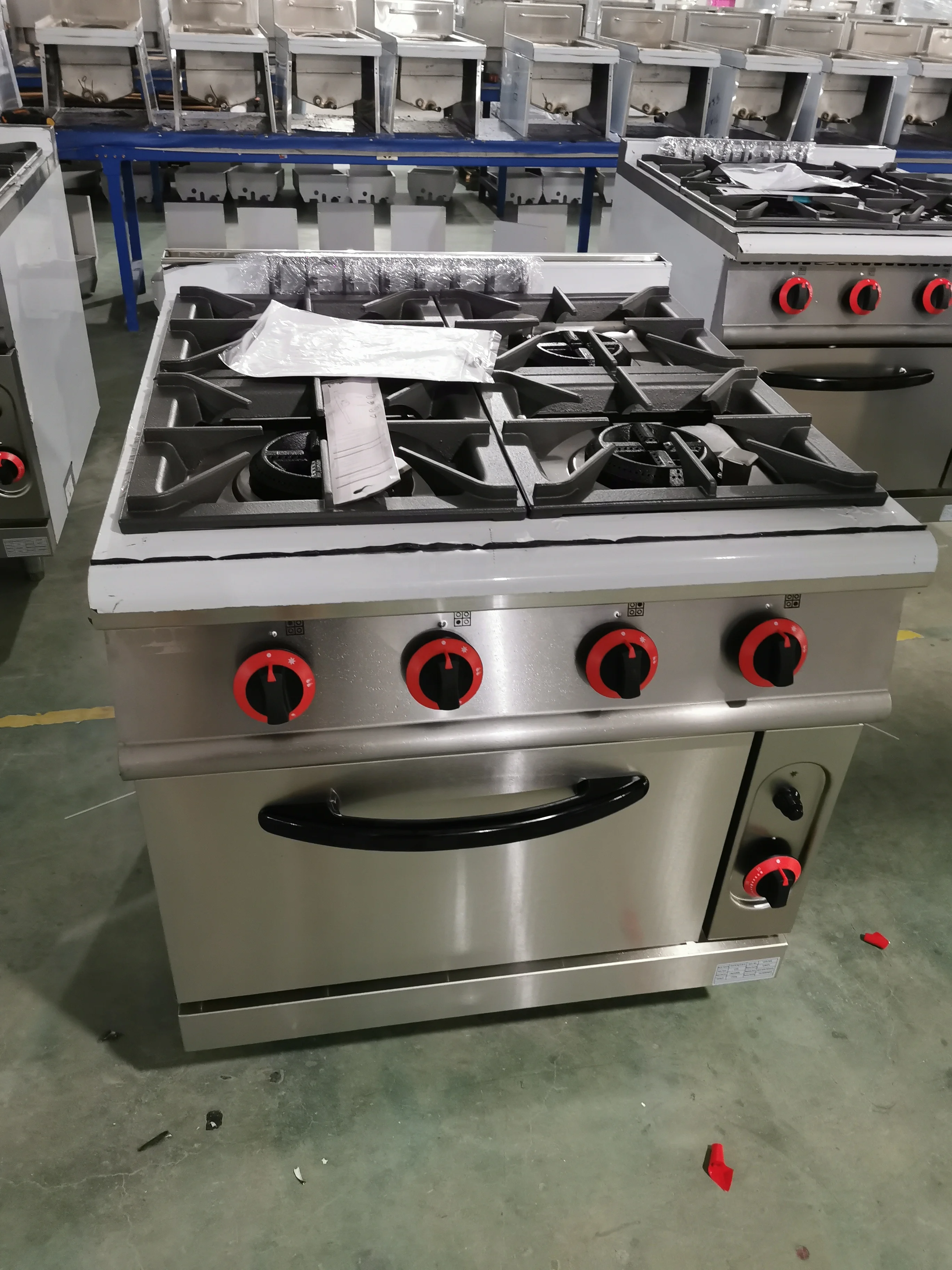 Gas Range with Oven Electric Gas 4-burner StainlessSteel Professional Luxury Kitchen Commercial FloorStanding Industrials