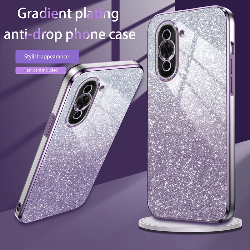 Per Huawei Nova 10 custodia Glitter elettrolitica di lusso per Huawei Nova 10 Pro 10 SE Cover posteriore trasparente per paraurti in TPU morbido