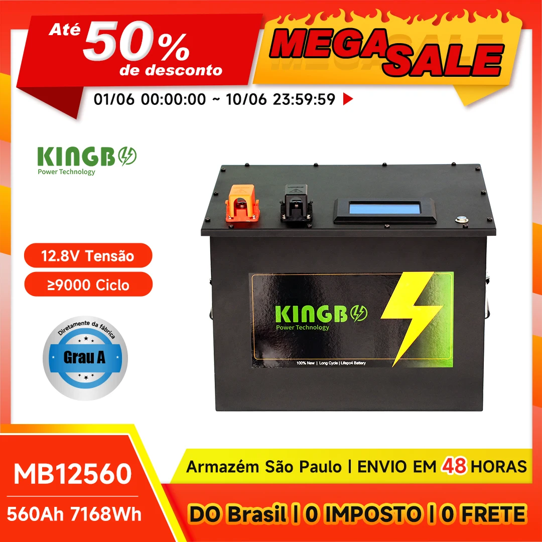 Kingbo 12.8V 560Ah LiFePO4 Bateria 7168Wh Integrada Bluetooth JK BMS para Motorhome Off-gr
