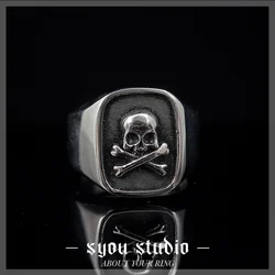 Unique Simple Skeleton Ring Square Stainless Steel Skull Gift For Women Unisex Men Jewelry Vintage Gothic Gold Plated Wholesale