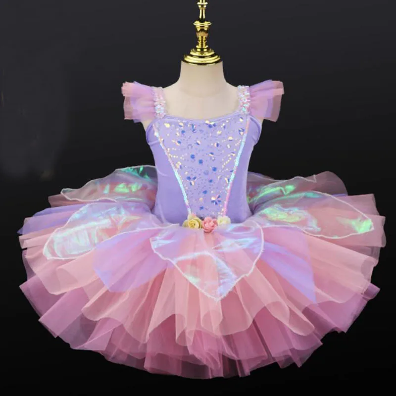 Robe Tutu de Ballet Blanche à Paillettes pour Fille, Tenue de brevJazz, Salle de Bal, 303