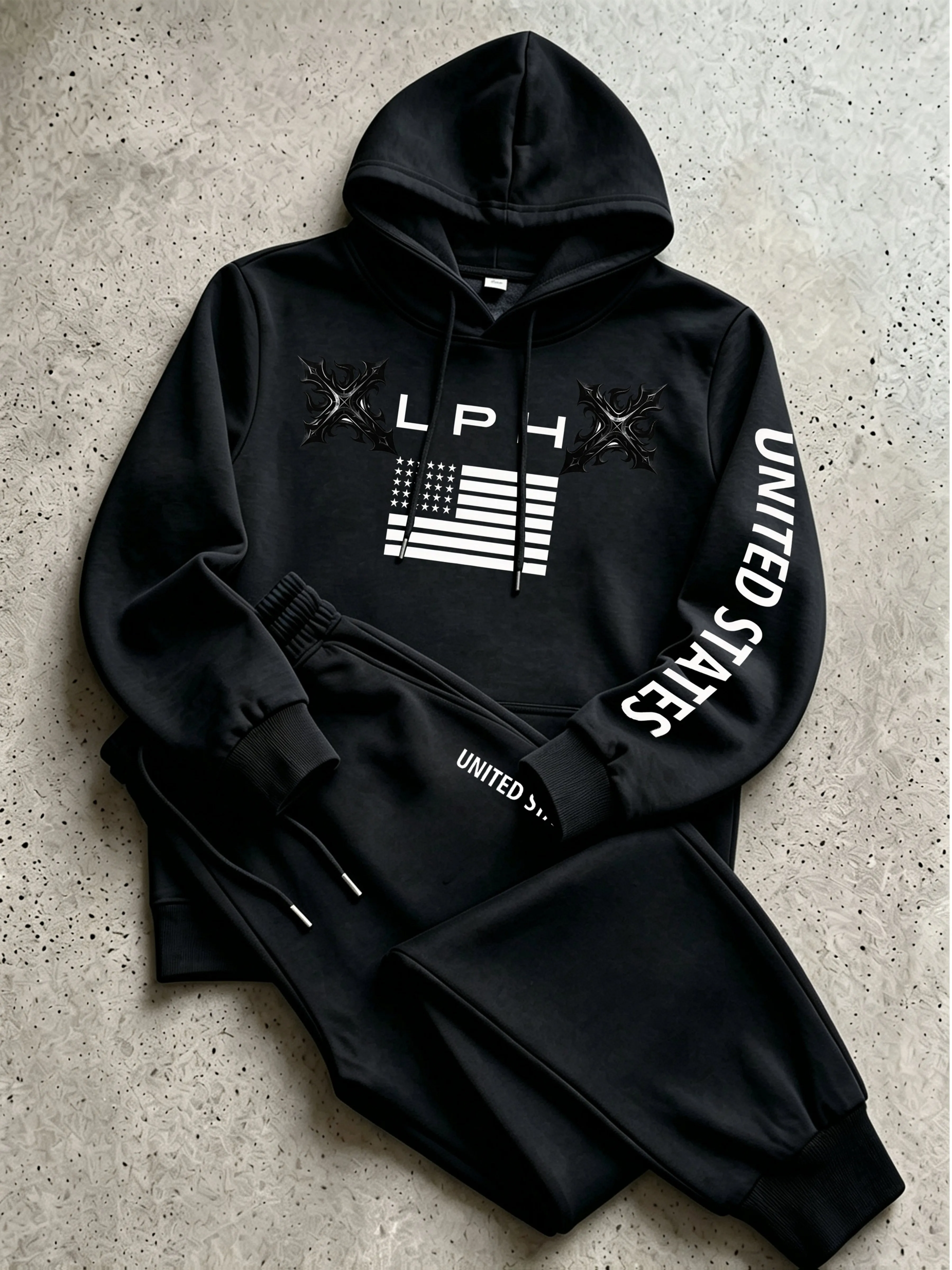 メンズニット2ピーストラックスーツセット プルオーバーフーデ - Jogger Sweatpants Men のレビューと価格