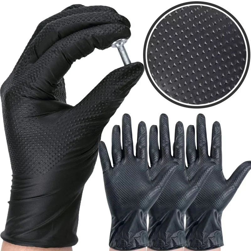 

Heavy Duty Nitrile Gloves 8Mil Extra Thick Mechanic Home Garden Disposable Glove with Textured Grip Antislip Safety Work Gloves