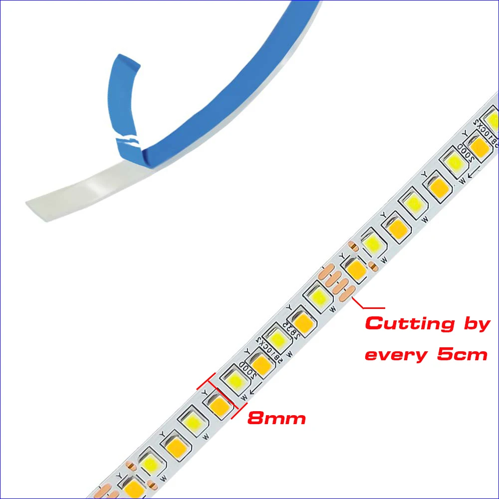 5meter 4solder joint 200D 5B10CX2 2835 LED strip constant current LED ribbon 20Wx2colors/meter light belt be used in chandeliers