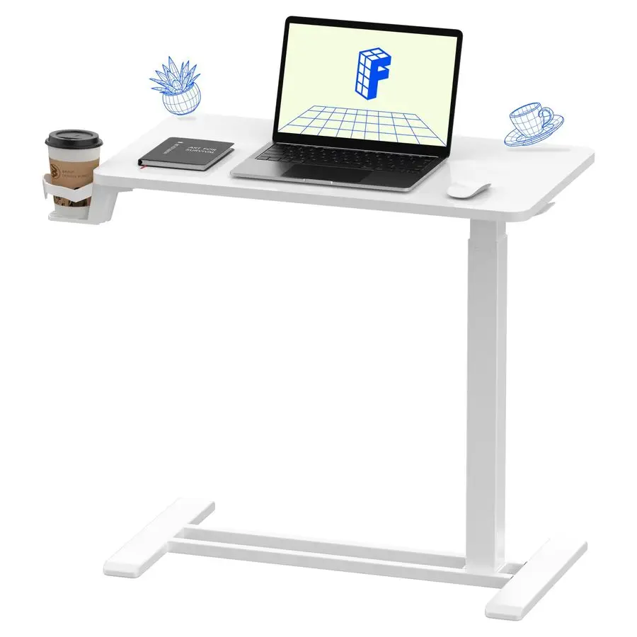 H7 Adjustable Overbed Bedside Table with Wheels Pneumatic Mobile Standing Desk Laptop Desk Rolling Computer Cart Movable Overbe