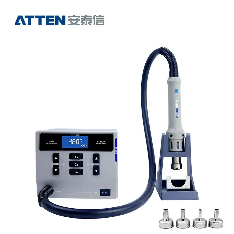 ATTEN ST-862D 1000W Hot Air Gun Intelligent Digital Display BGA Rework Station Automatic Sleep PCB Chip Repair Desoldering