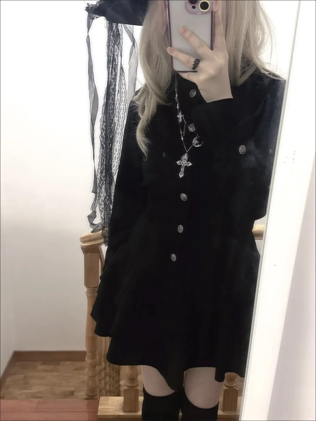 القوطية نمط خمر أنيقة الدانتيل يصل فستان المرأة تصميم شارع العليا الأسود لوليتا فستان نحيل الإناث Y2k كوريا نمط شيك وتتسابق #4