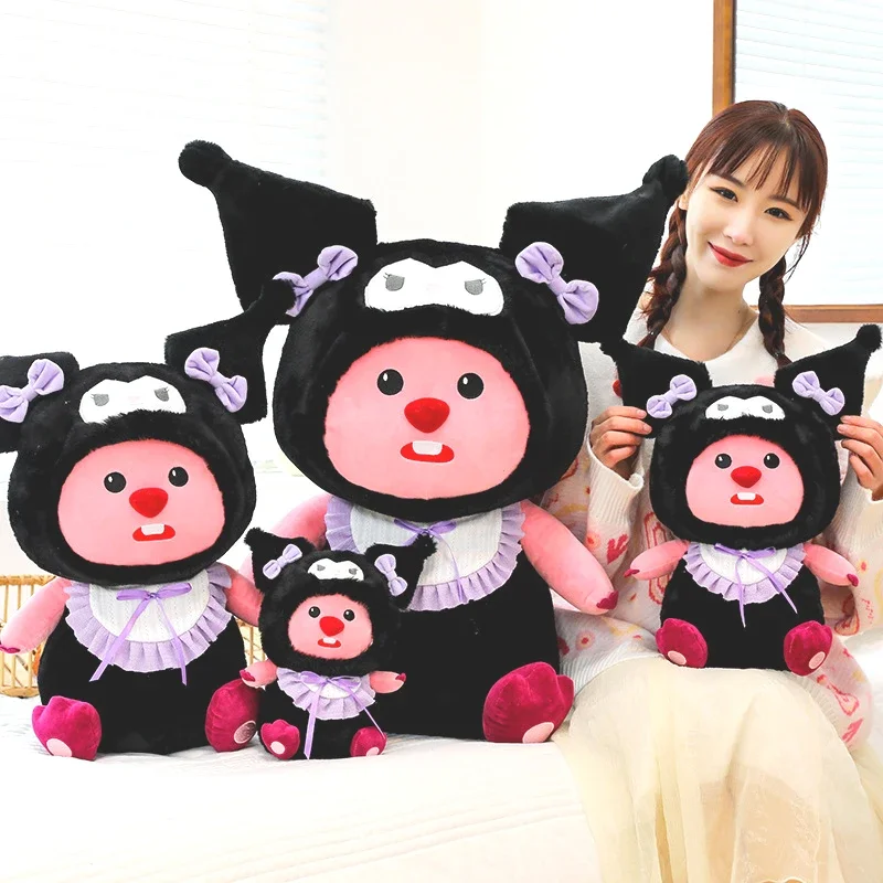 

65 см Sanrio Ruby Beaver Transformation Kuromi плюшевая игрушка большого размера Kawaii Little Devil плюшевая мягкая кукла детский подарок на день рождения