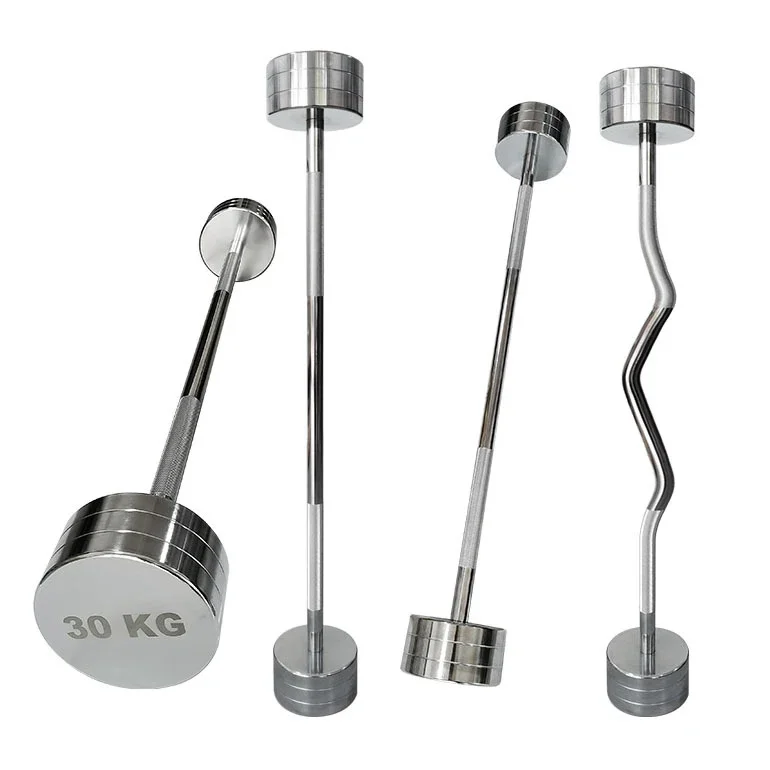 

10-50KG Fixed Barbell Dumbbell Plating Barbell Gym Home Straight Curved Bar Chrome Barbell Rack