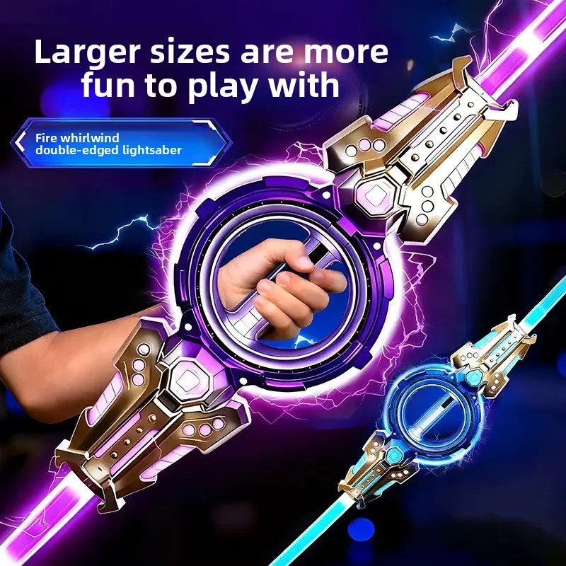 Telescopic Double Blades Light Sword Toy, Rechargeable LED Light Up Cosplay Lightsaber With USB Charging Cable Creative Gift